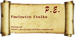 Pavlovics Etelka névjegykártya